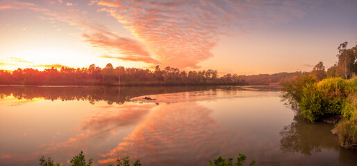 Beautiful Panoramic Riverside Sunrise