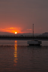 大村湾の朝焼け