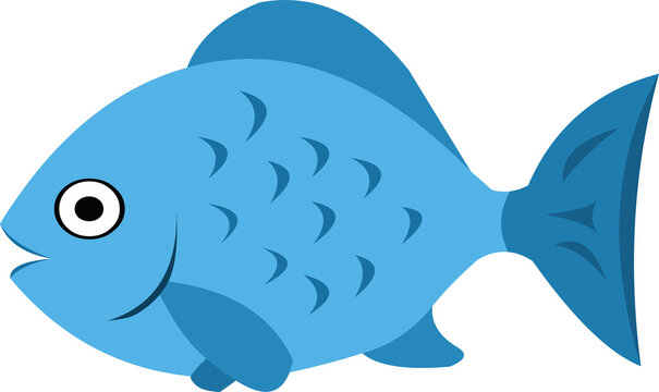 Vector illustration of a blue fish cartoon