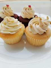 Cupcakes with white icing.