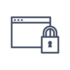 website page with padlock line style icon vector design