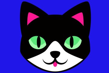 cat face and blue background