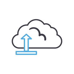 Cloud computing with upload arrow line style icon vector design