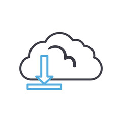 Cloud computing with download arrow line style icon vector design
