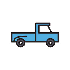farm pickup car line and fill style icon vector design