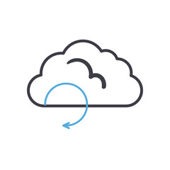 Cloud computing with repeat arrow line style icon vector design