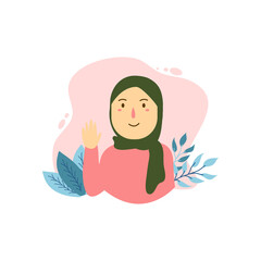 beautiful Muslim women wearing hijab illustration