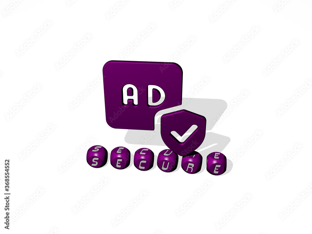 Fototapete 3d illustration of secure graphics and text made by metallic dice letters for the related meanings o