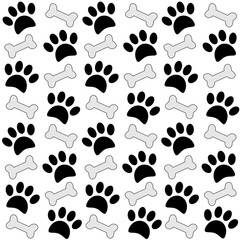 Dog Paw Prints And Bones Pattern