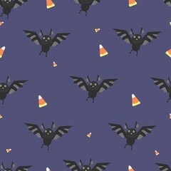 halloween pattern with bat and candy