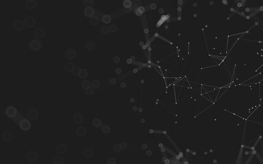 Abstract background. Molecules technology with polygonal shapes, connecting dots and lines. Connection structure. Big data visualization.