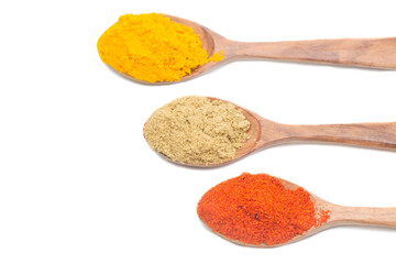 indian spices isolated on white background.