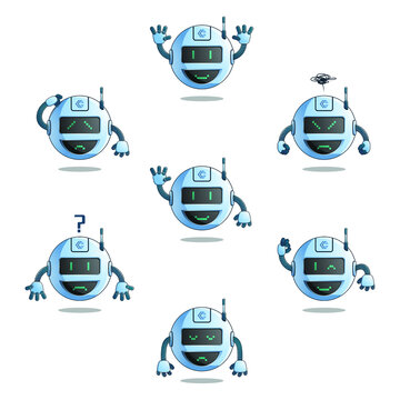 Set robot emoticon illustration vector