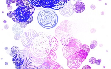 Light Pink, Blue vector elegant pattern with roses.