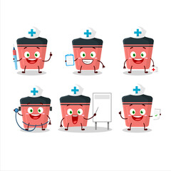 Doctor profession emoticon with pink highlighter cartoon character