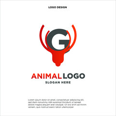 Fototapeta premium letter G logo. design a combination of letter a and deer antler illustration into a unique and simple logo G. with black, red, isolated white.brand for corporate and graphic design. modern template.