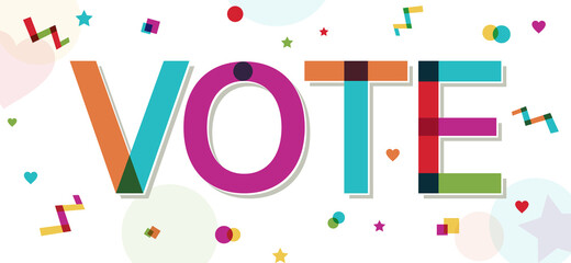 "Vote" word with colorful confetti