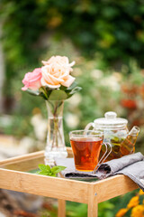Cup of tea  in a garden