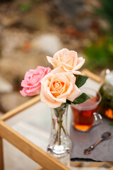 Cup of tea  in a garden