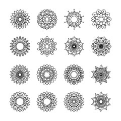 mandala decoration ornament flower motif ethnic oriental line style icon set