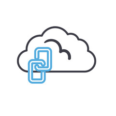 Cloud computing with chain line style icon vector design