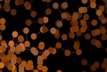 Dark Orange vector pattern with artificial intelligence network.