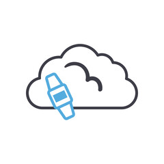 Cloud computing with smartwatch line style icon vector design