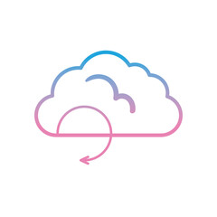Cloud computing with repeat arrow gradient style icon vector design