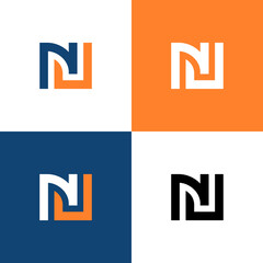 Initial letter NJ JN logo icon design template elements, creative square shape typography, vector illustration symbol