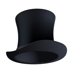 Black top hat isolated on white background.