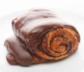 bun with chocolate glaze