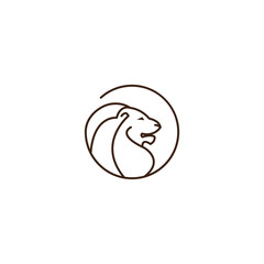 lion logo illustration of black line vector template design