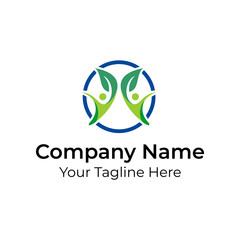 Two People Leaf Logo Vector