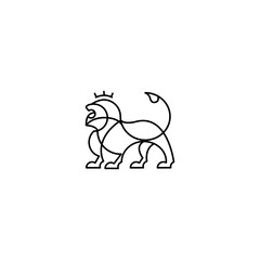 lion logo illustration of black line vector template design