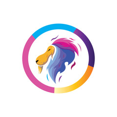 lion logo illustration of colorful circles. vector template design