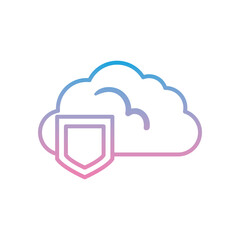 Cloud computing with shield gradient style icon vector design