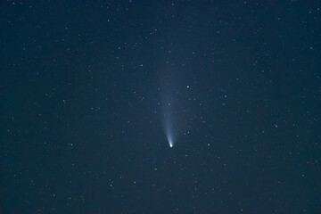 Comet c/2020 F3 Neowise at deep night sky.