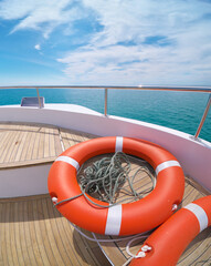 Lifebuoy on the yacht deck.