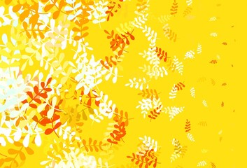 Light Blue, Yellow vector doodle pattern with leaves.