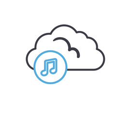 Cloud computing with music note line style icon vector design
