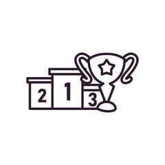 trophy and podium line style icon vector design