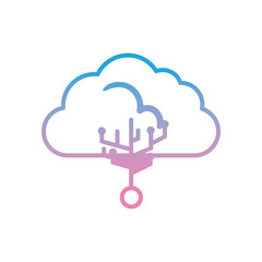 Cloud computing with circuit gradient style icon vector design