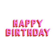 Vector Lettering/Typography. Happy birthday text in the form of cake with pink frosting on white background. Design element for celebration, greeting cards, poster, banner or print.
