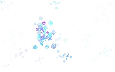 Light Multicolor vector doodle template with flowers, roses.