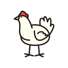 hen animal line and fill style icon vector design
