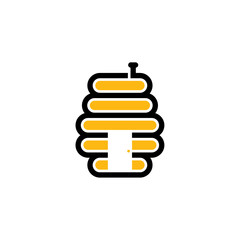 Honey logo icon design, Vector illustration, House with Honey Logo Design Concept. Food logo template