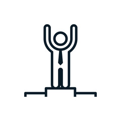 Business people, leader, winner concept outline icons. Vector illustration. Editable stroke. Isolated icon suitable for web, infographics, interface and apps.