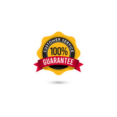 100% Guarantee Customer Service Badge Logo Vector Template Design Illustration