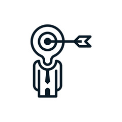 Target people, arrow outline icons. Vector illustration. Editable stroke. Isolated icon suitable for web, infographics, interface and apps.