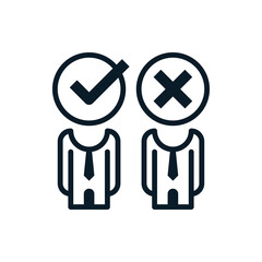 People tick, profile check outline icons. Vector illustration. Editable stroke. Isolated icon suitable for web, infographics, interface and apps.